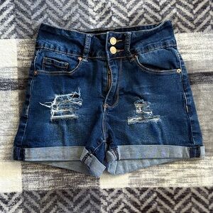 YMI Dark Blue Distressed Jean Shorts